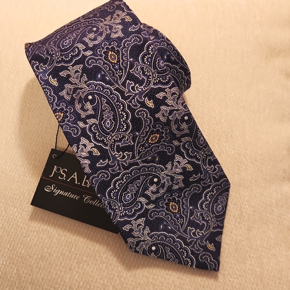 NWT Jos. A. Bank Blue Paisley Men's Tie - Picture 7 of 7
